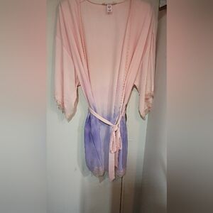 Victoria's Secret Satin & Lace Robe - Blush & Lavender - Size M/L